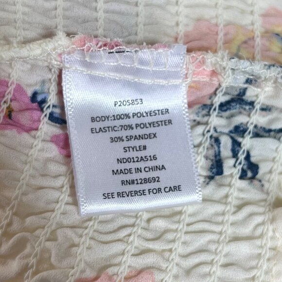 Madden NYC Floral Baby Doll Dress Puff Sleeves Ruffle Hem Cream Size XXXL New - Picture 7 of 10